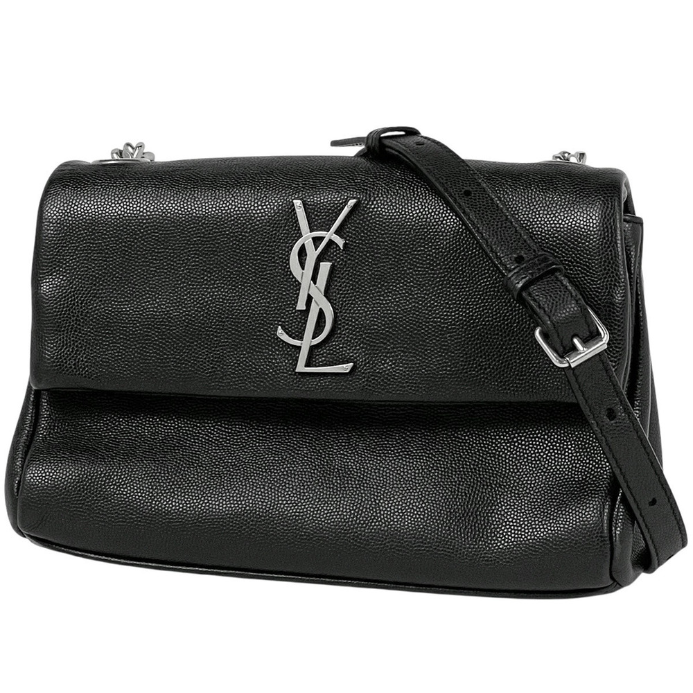 Saint Laurent Yves West Hollywood Chain Shoulder Bag Leather Black